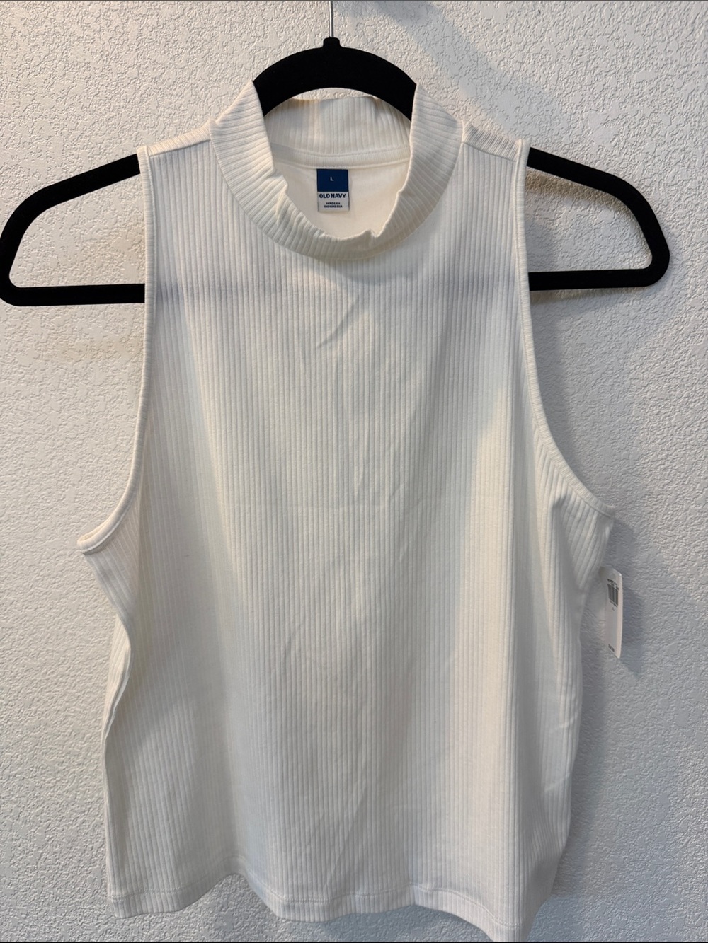 Old Navy White Ribbed Mock Neck Tank Top